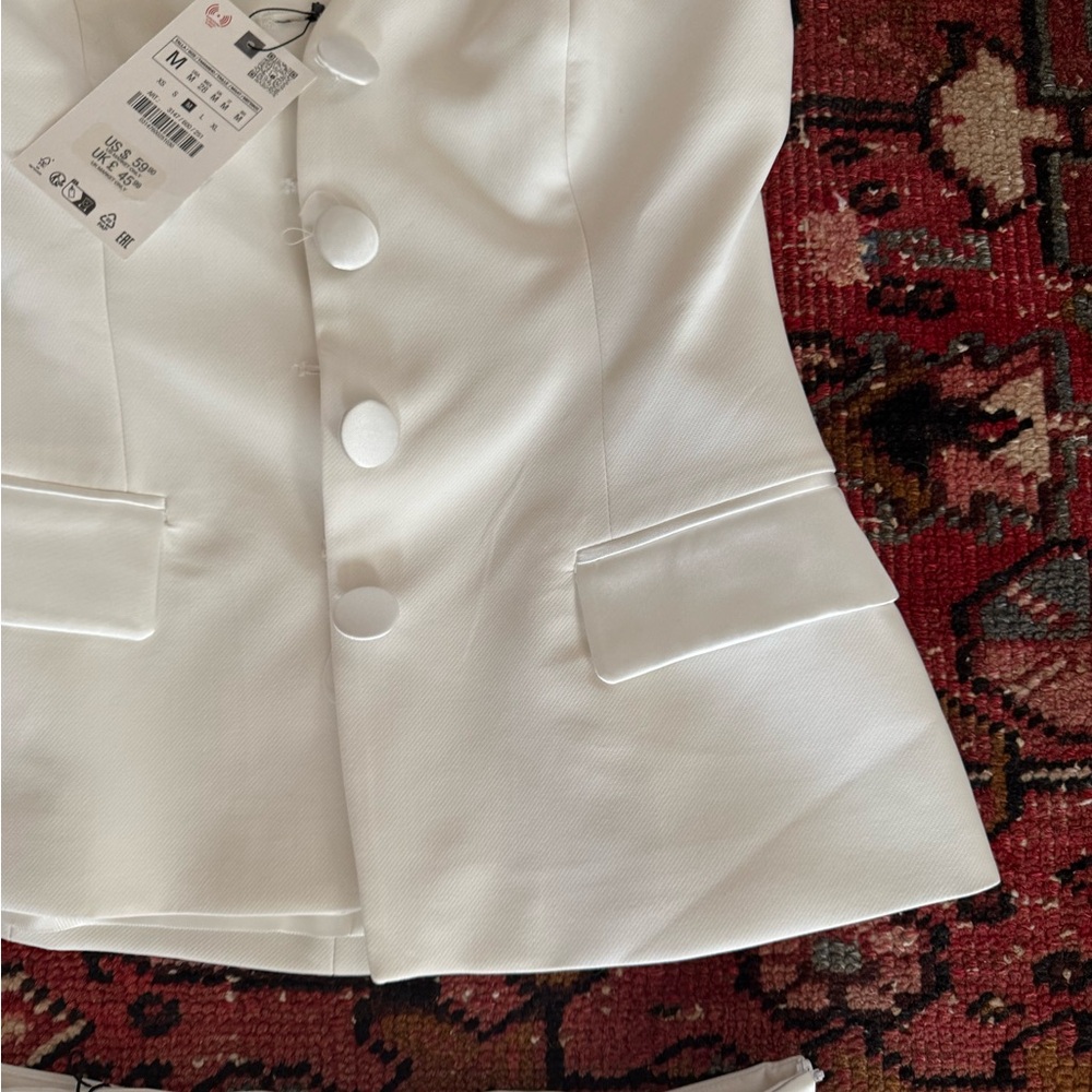 White Buttoned Blazer and Skort Set - Picture 2 of 3